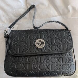 Christian Lacroix Black Embossed Satchel